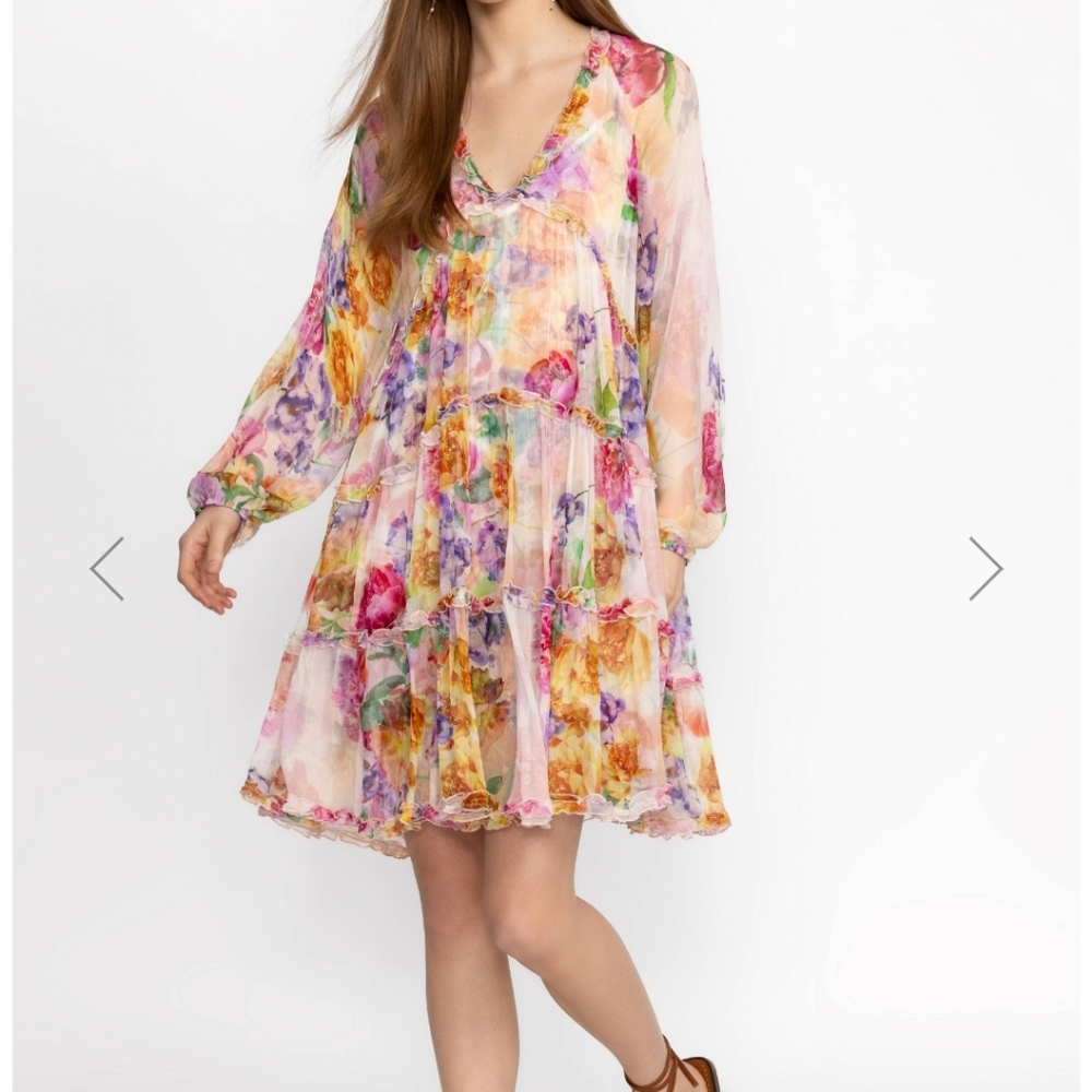 Johnny Was Silk Mini Dress XL